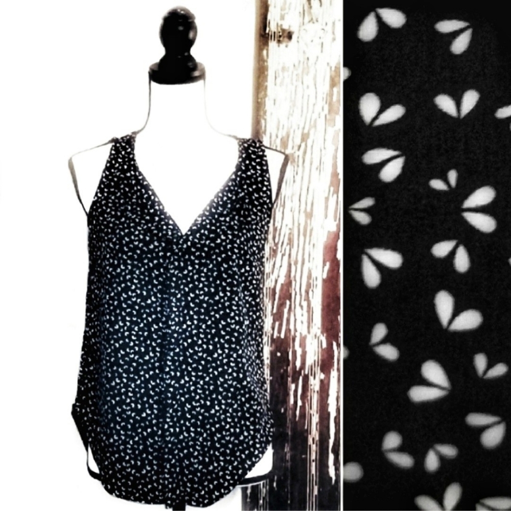 Kenar Sleeveless Tank Top Blue Heart Print Size S